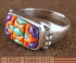 Sterling Silver Turquoise And Multicolor Inlay Ring Size 7-3/4 NS38664